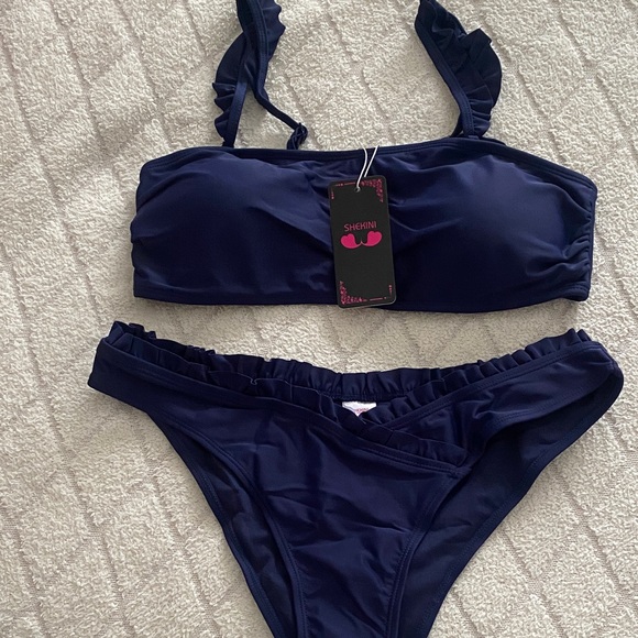 shekini Other - Dark Blue Bikini with Ruffle Accents